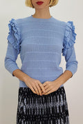 LS62062 RUFFLE SHOULDER SWEATER