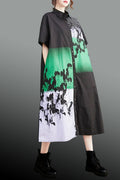 W8327 OVERSIZE BUTTON DOWN DRESS (BLK, WHT)