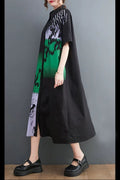W8327 OVERSIZE BUTTON DOWN DRESS (BLK, WHT)