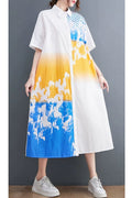W8327 OVERSIZE BUTTON DOWN DRESS (BLK, WHT)