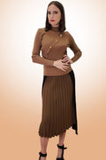 F1029 LAYERED KNIT SKIRT (GRAY, KHAKI)