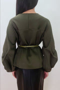 A9116 CUFF SLEEVE ZIPPER TOP
