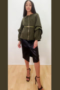 A9116 CUFF SLEEVE ZIPPER TOP