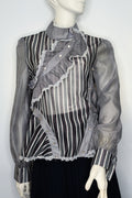 X7110 STRIPED RUFFLE TOP (GRN, BLK)