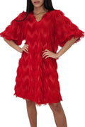 W5062 DRESS (RED, BLK)