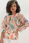 X74281 / X74282 CRINKLE ACCORDION TOP (APRICOT, BLUE)