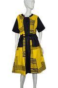 W8501 PRINT DRESS (YELLOW, BLK) (XXXL ONLY)