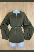 A9116 CUFF SLEEVE ZIPPER TOP