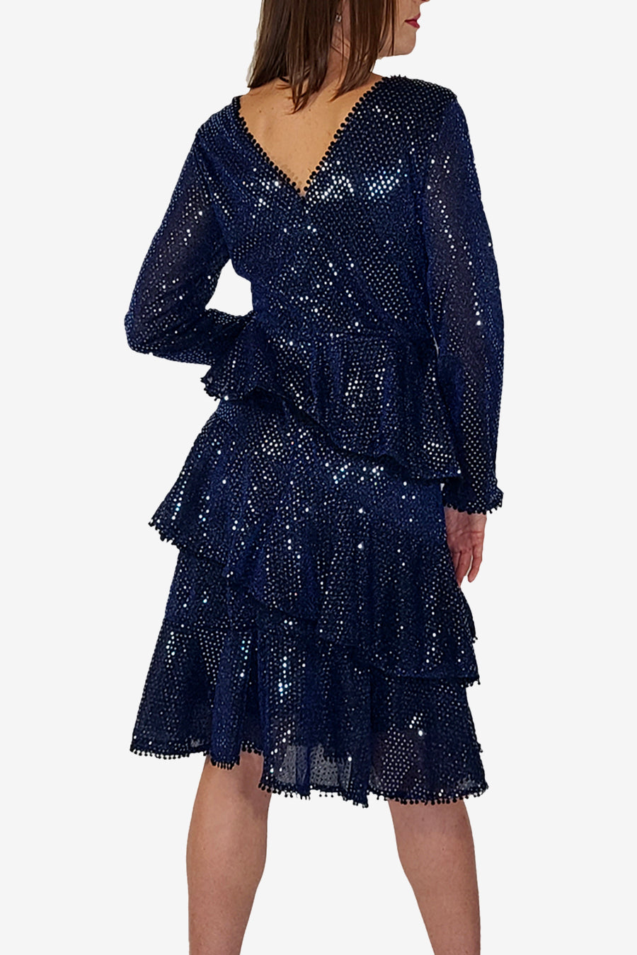 A90036 GLITTER V NECK DRESS