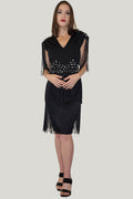 C1907 FRINGE DRESS (BLK, WHT)