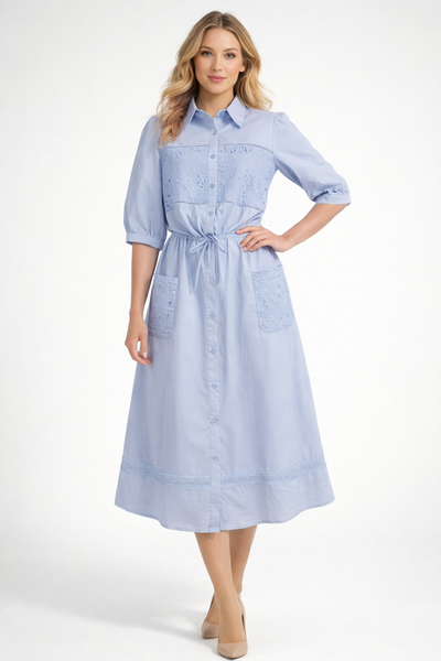 CH0245AB EMBROIDERY COTTON SKIRT SET (BLU, PNK, YEL)