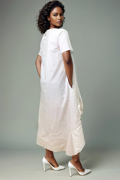 S3088 ASYMMETRICAL HEM DRESS (WHT, BLUE)