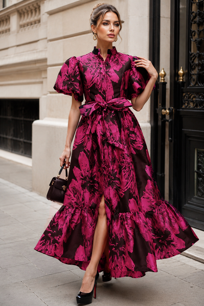 TL00025 LUXURY FLORAL JACQUARD MAXI DRESS