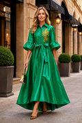 S3165 BEADED APPLIQUE HI LOW MAXI DRESS