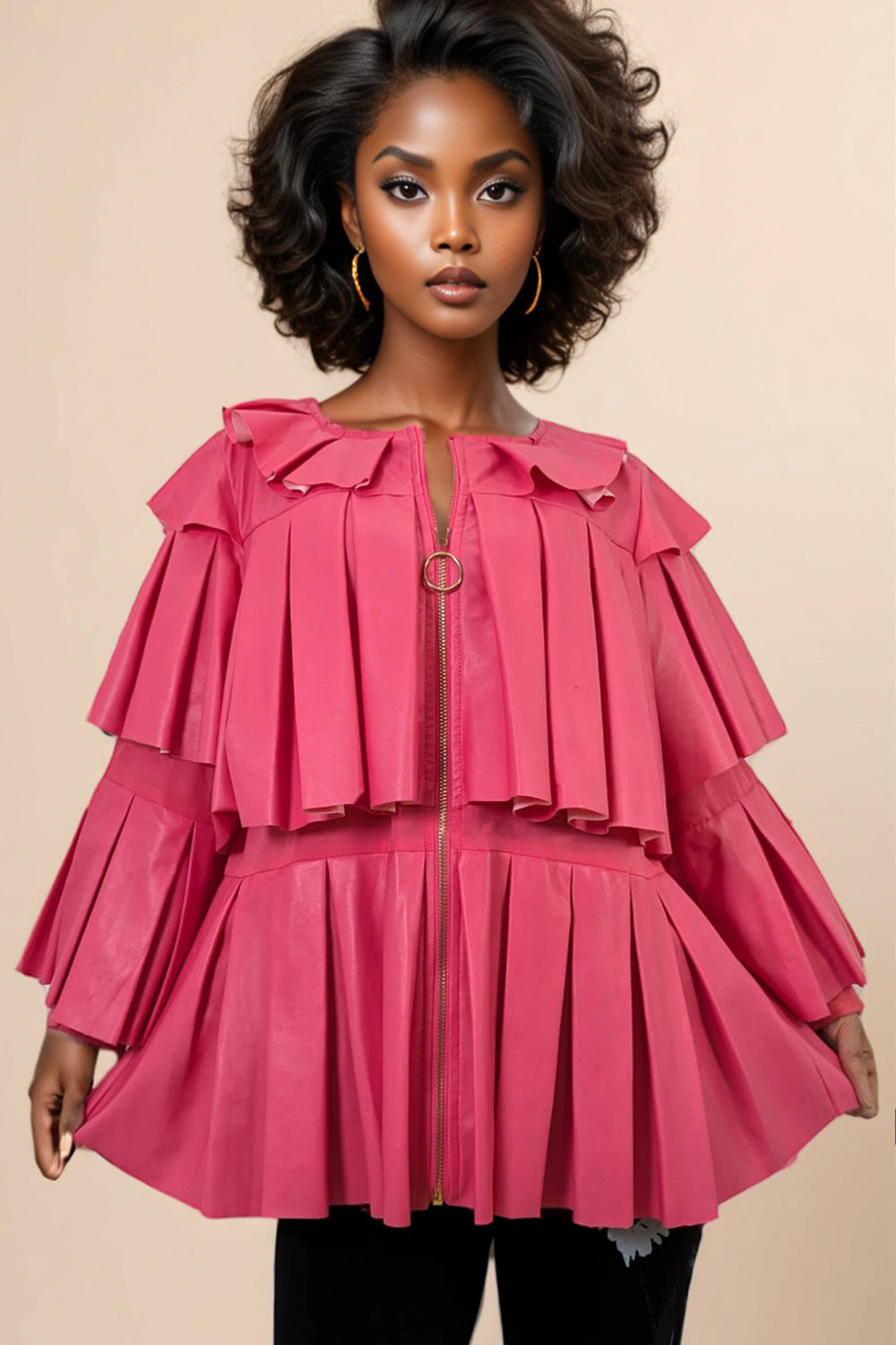 X7566 JACKET TOP (BLK, RED, MUST, PINK) β N by Nancy