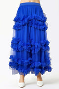 X7454 TULLE RUFFLE SKIRT (BLUE, WHT)