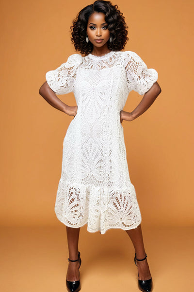 W8385 LACE DRESS (WHT, BLK) (S, M)