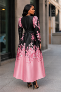 T26009 MIDNIGHT BLOSSOM TIE-WAIST MAXI DRESS