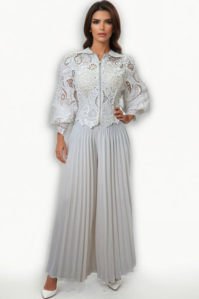 NY0019 PALAZZO PLEATED PANTS (BLK, WHT)