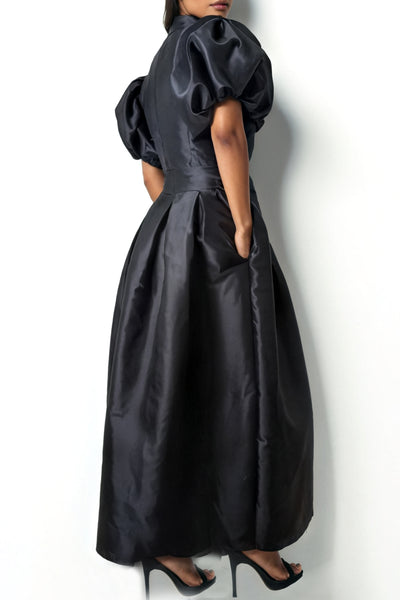 S3071 BEADED FLOWER MAXI DRESS (GRN, BLK)
