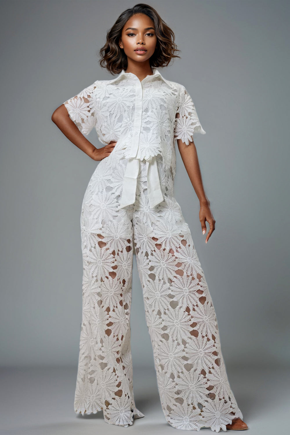 W5942 CROCHET PANT / TOP SET (BLUE, WHT) – N by Nancy