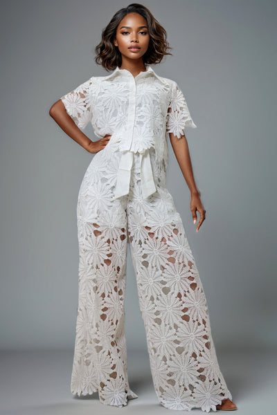 W5942 CROCHET PANT / TOP SET (BLUE, WHT)