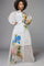 A95012 SHEER FLORAL BUTTON DOWN DRESS