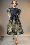 VX2028 PUFF SLEEVE MIDI DRESS