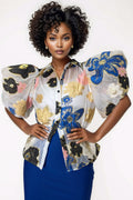 T2581 PUFF SLEEVE FLOWER TOP (S, M) MORE COMING SOON
