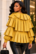X7566 RUFFLED LEATHER JACKET TOP (BLK, RED, MUST, PINK)