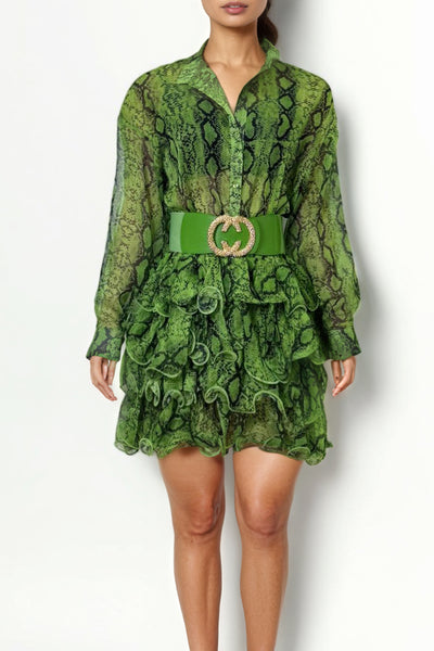 T18109 DRESS (YELLOW, GRN, PURPLE)