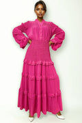 E7112 TIERED MAXI DRESS (PINK, GRN)