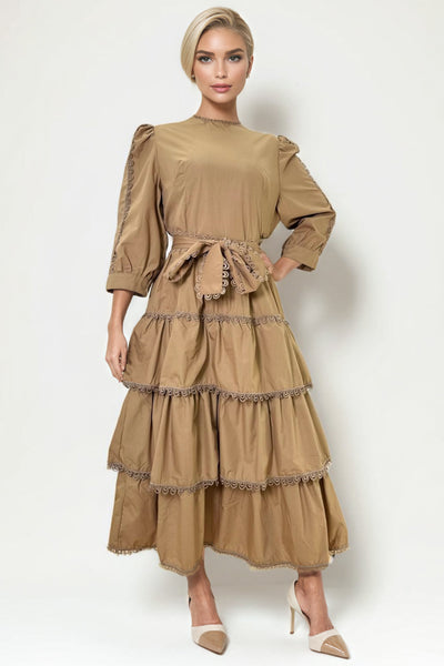 T1630 DRESS (BLK, CAMEL)
