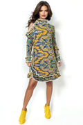 X7092 COLD SHOLDER MINI DRESS (BLUE, YELLOW)