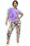 W8314 ONE SIDE RUFFLE TOP (PINK, LILAC, WHT)