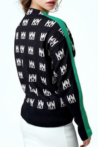LS62056 COLOR STRIP SWEATER (OFF WHT, BLK)