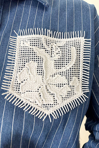 S3039 DENIM LACE TOP