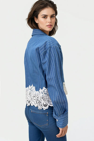 S3039 DENIM LACE TOP
