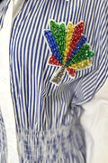 W8509 STRIPED BUTTON DOWN DRESS