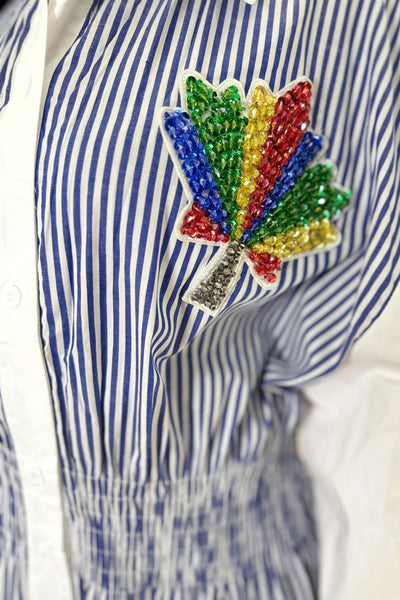 W8509 STRIPED BUTTON DOWN DRESS