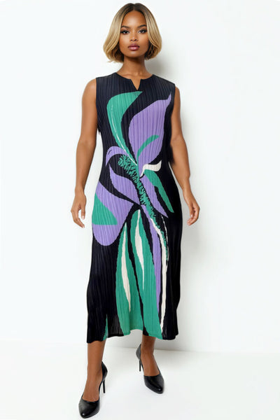 N1075 CRINKLED FLORAL DRESS