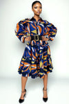W89991 TIERED BUTTON-DOWN DRESS