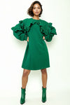 W8381 RUFFLE DRESS (BLK, GRN, MAGENTA)