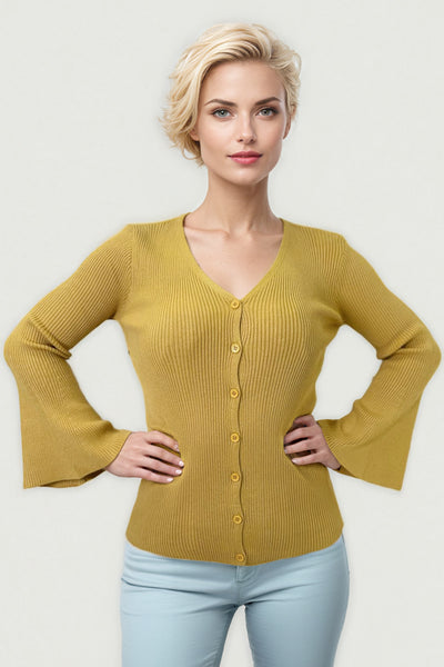 M1033 CARDIGAN SWEATER (YELLOW, GRN, BLUE)