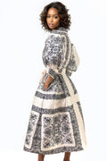 W5152A PUFF SLEEVE MIDI DRESS