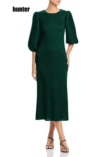 N2483 CRINKLED DRESS (GRN, WINE) (S, M, L)