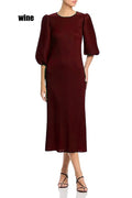 N2483 CRINKLED DRESS (GRN, WINE) (S, M, L)