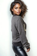 SK1073 PEARL BUTTON SWEATER
