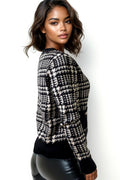 LS62006 PLAID CARDIGAN SWEATER