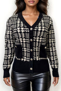 LS62006 PLAID CARDIGAN SWEATER